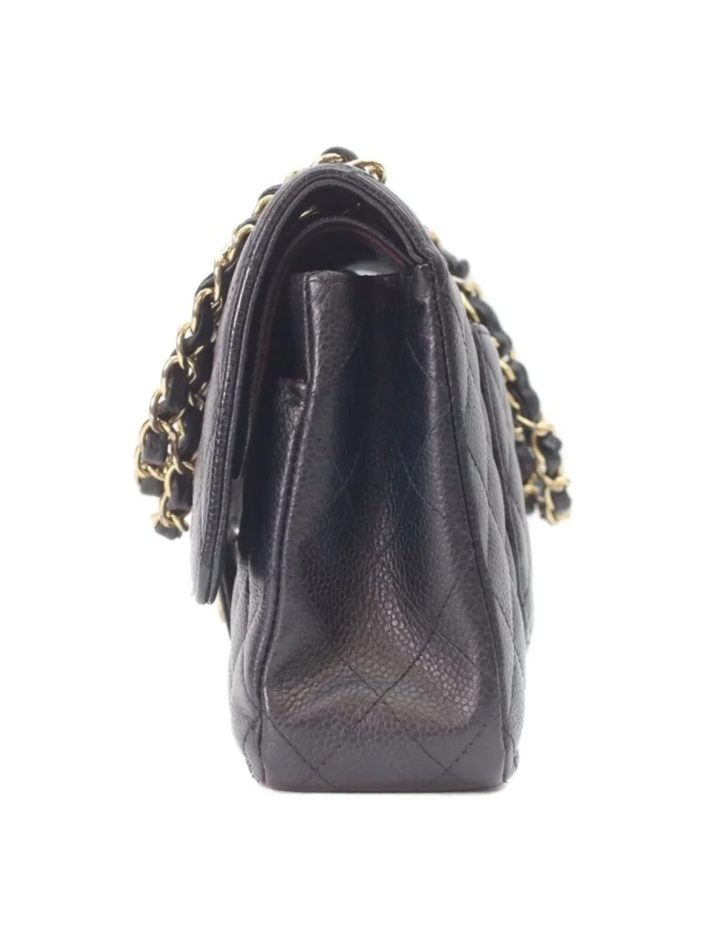 Chanel Black Caviar Gold Quilted 25 Shoulder Bag